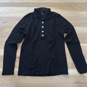 J Crew polo sweater with front button detail. Black. Size XL